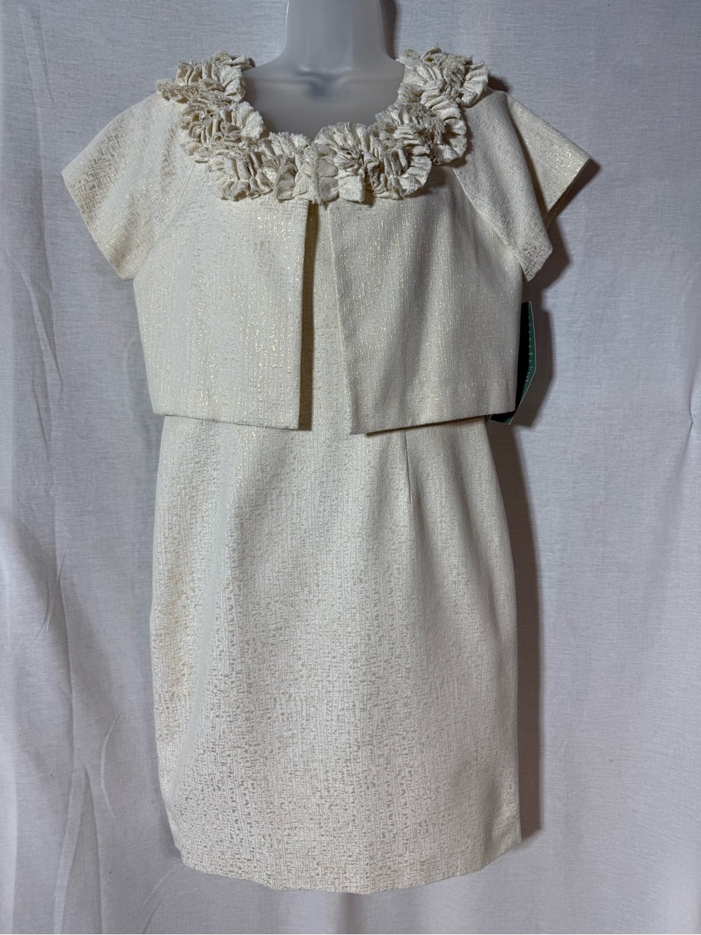 Jessica Howard 2piece Cream Floral Collar Midi Dress Size 12